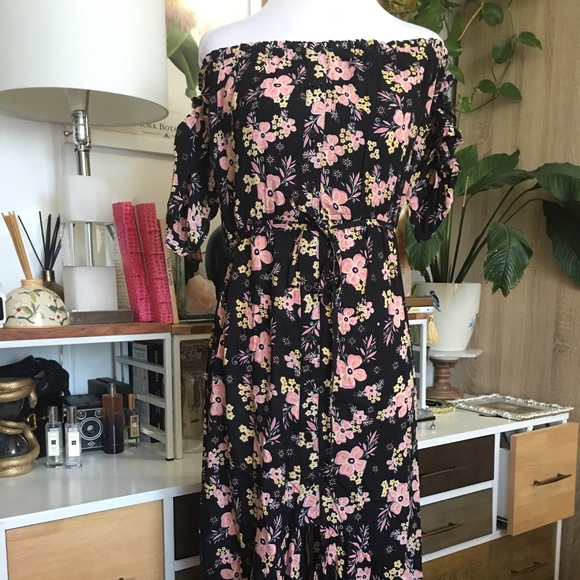 Rahi Cali Malibu Escape High Low Black Floral Dress L - Picture 4 of 14